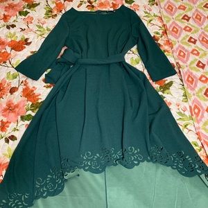 Olive green high low dress